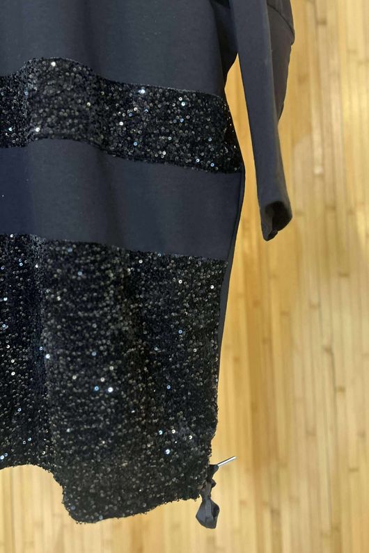 Oscar Immy Sequin Panel Sweatshirt Tunic Black